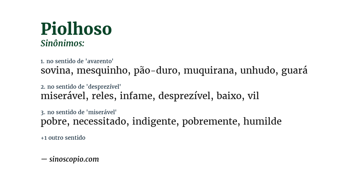 Sinônimo de piolhoso