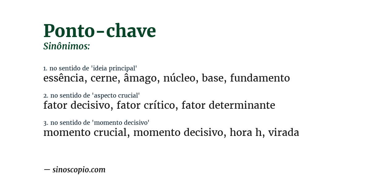 Sinônimo de ponto-chave