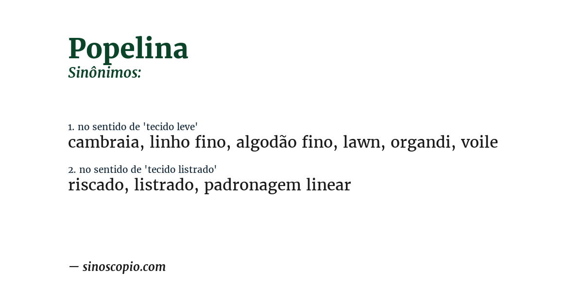 Sinônimo de popelina