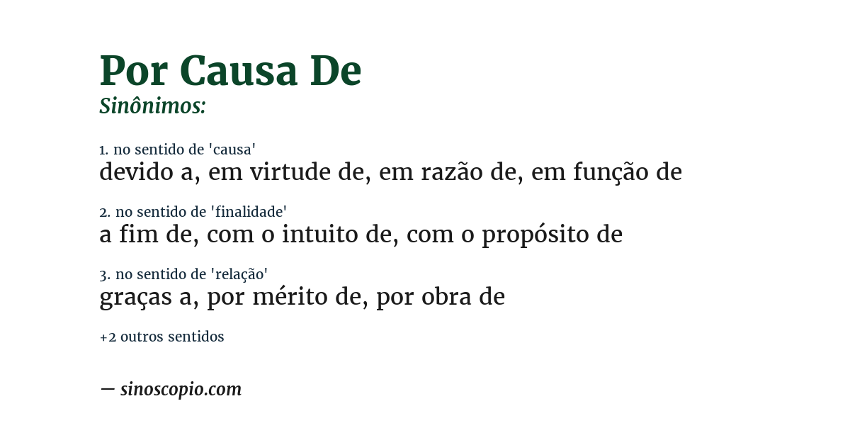 Sinônimo de por causa de