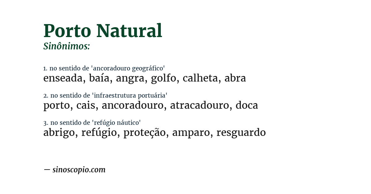 Sinônimo de porto natural