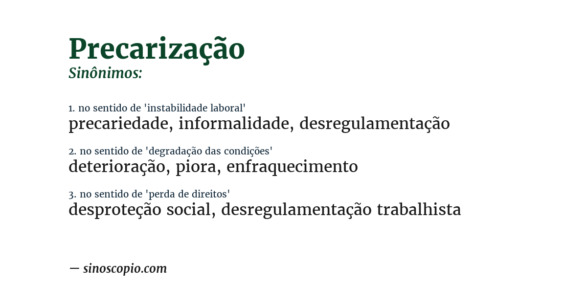 Sinônimo de precarização