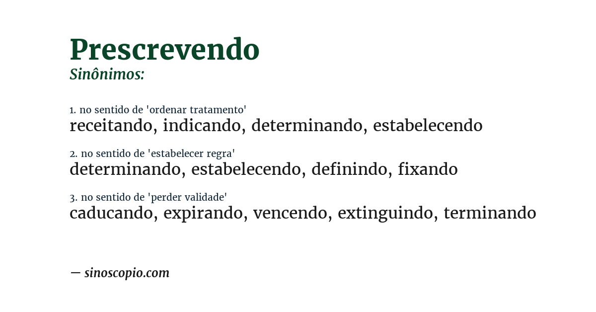 Sinônimo de prescrevendo