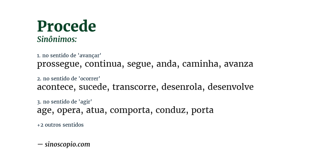 Sinônimo de procede