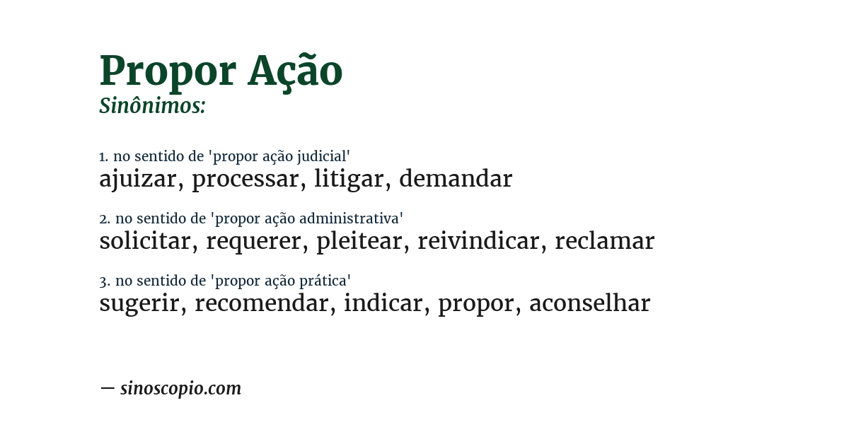 Sinônimo de propor ação