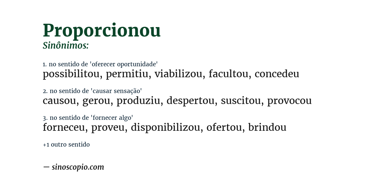 Sinônimo de proporcionou