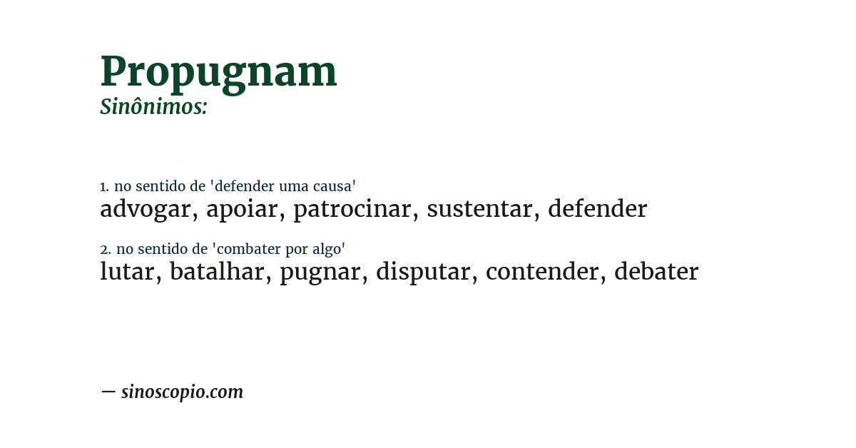 Sinônimo de propugnam