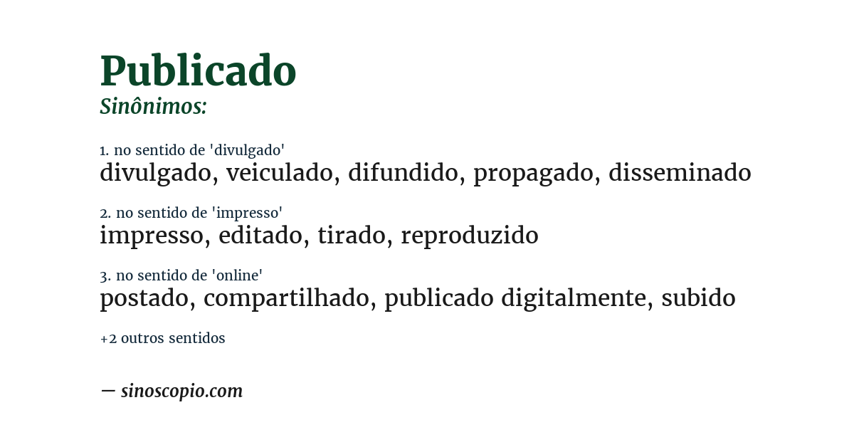 Sinônimo de publicado
