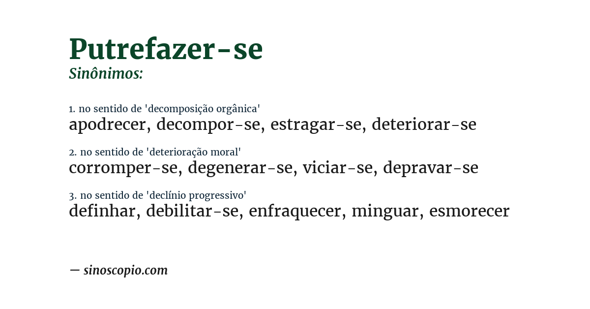 Sinônimo de putrefazer-se
