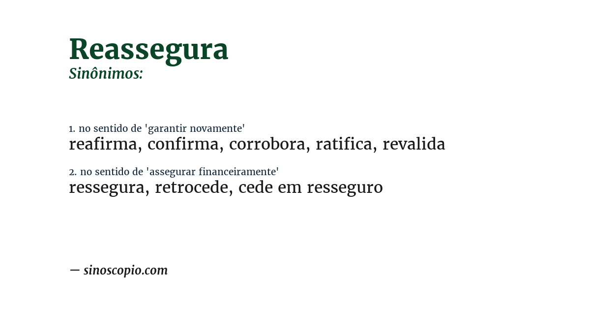 Sinônimo de reassegura