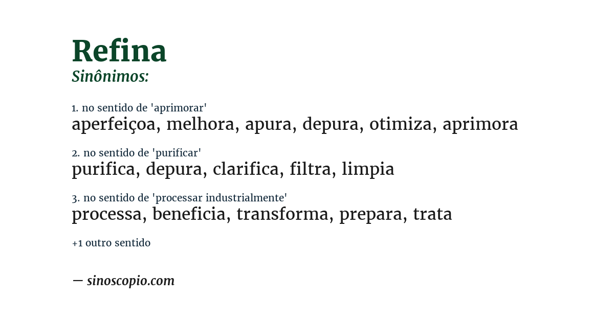 Sinônimo de refina