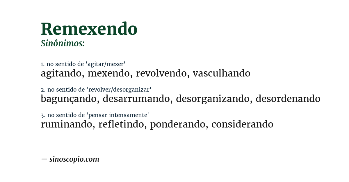 Sinônimo de remexendo