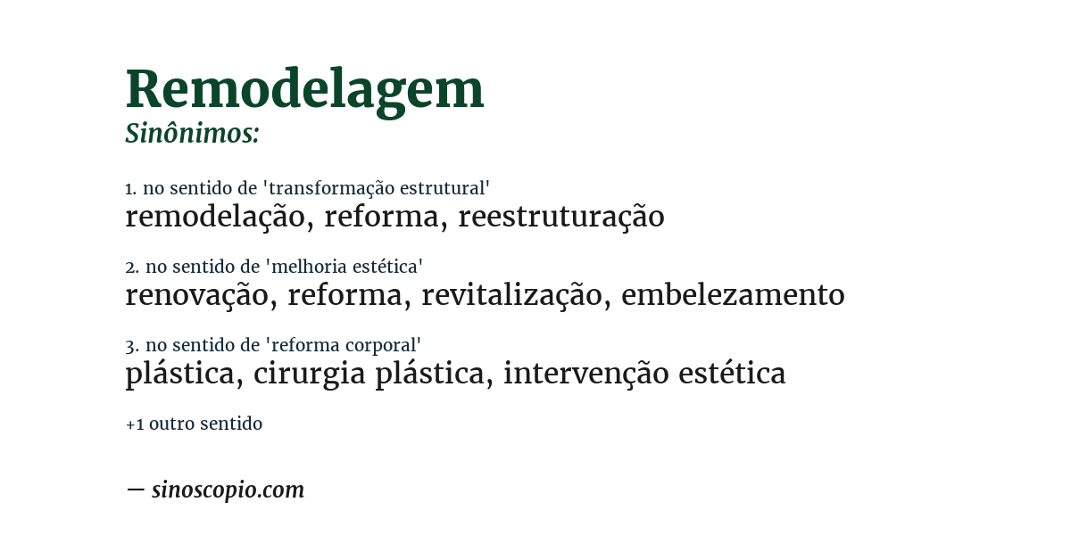 Sinônimo de remodelagem