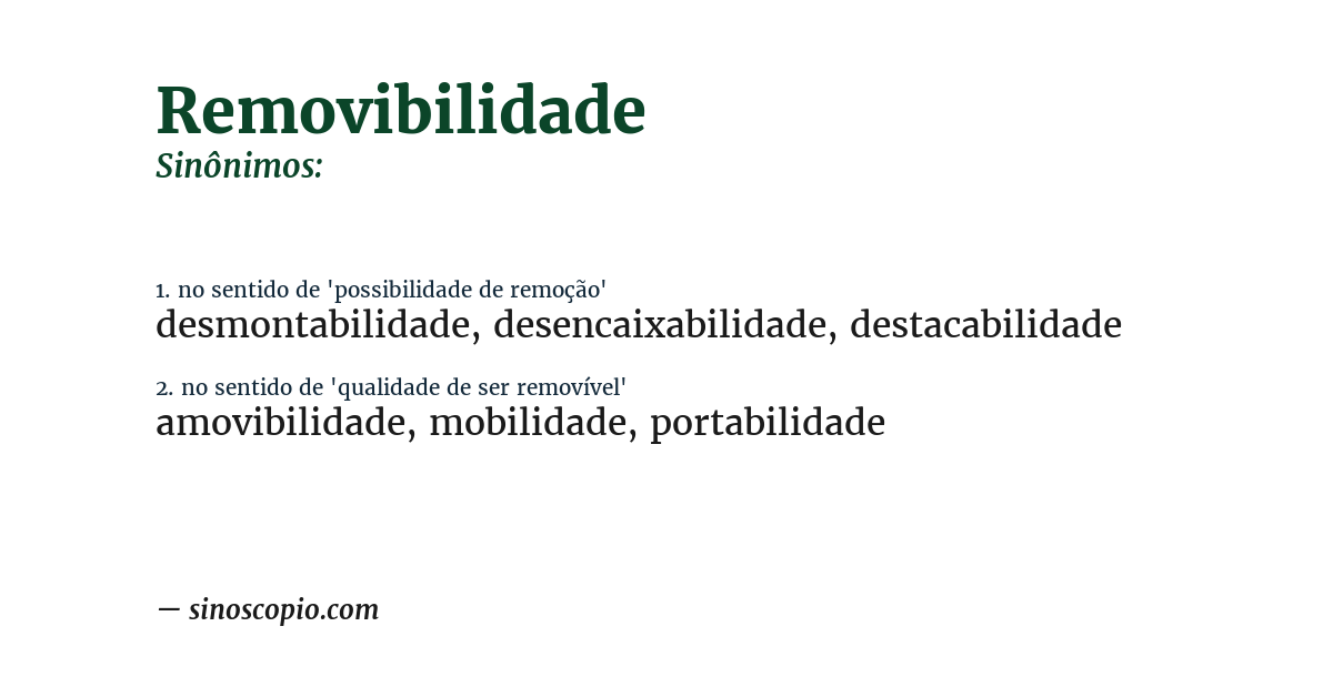 Sinônimo de removibilidade