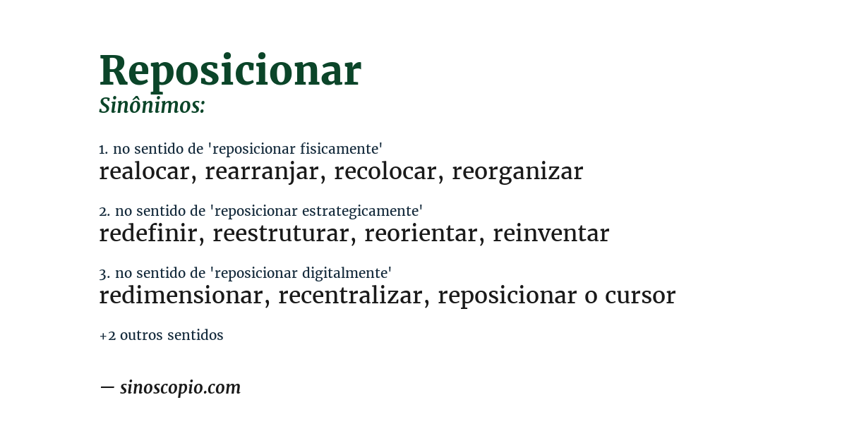 Sinônimo de reposicionar