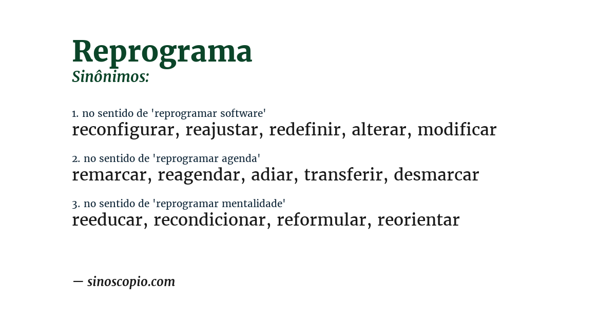 Sinônimo de reprograma