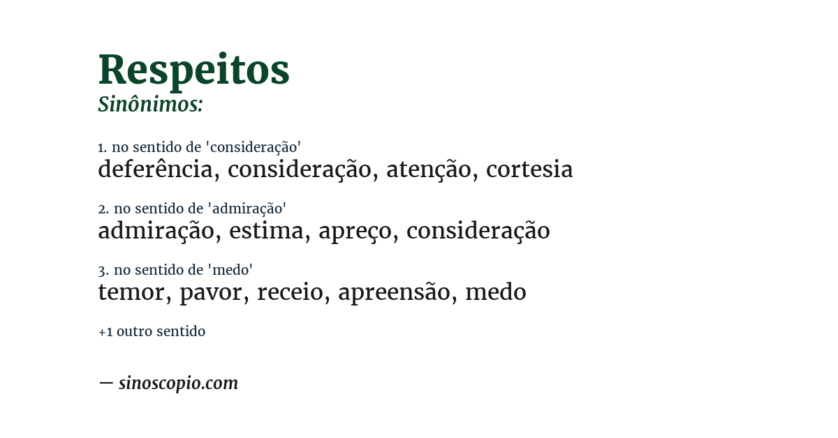 Sinônimo de respeitos
