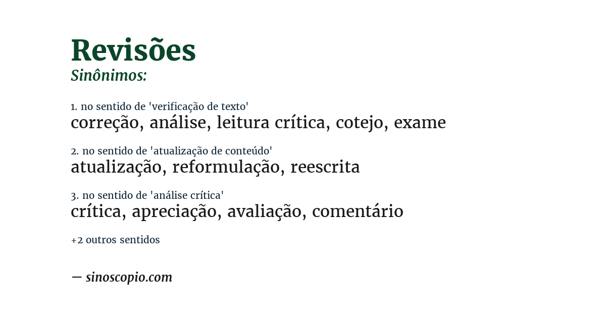 Sinônimo de revisões
