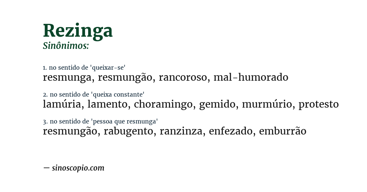 Sinônimo de rezinga