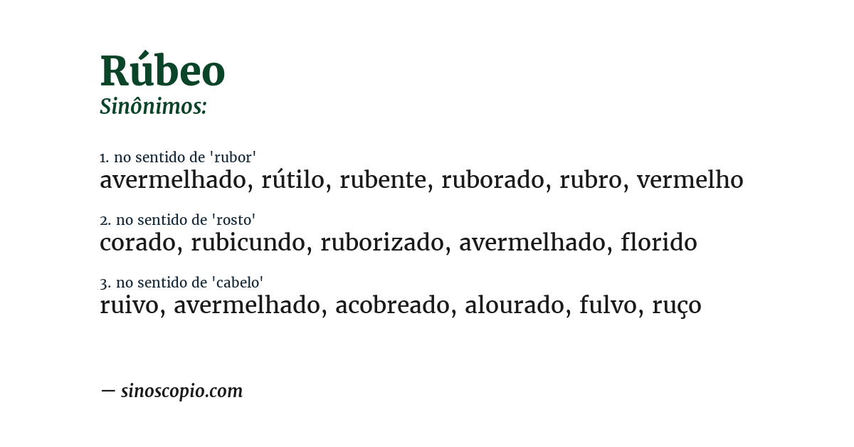 Sinônimo de rúbeo