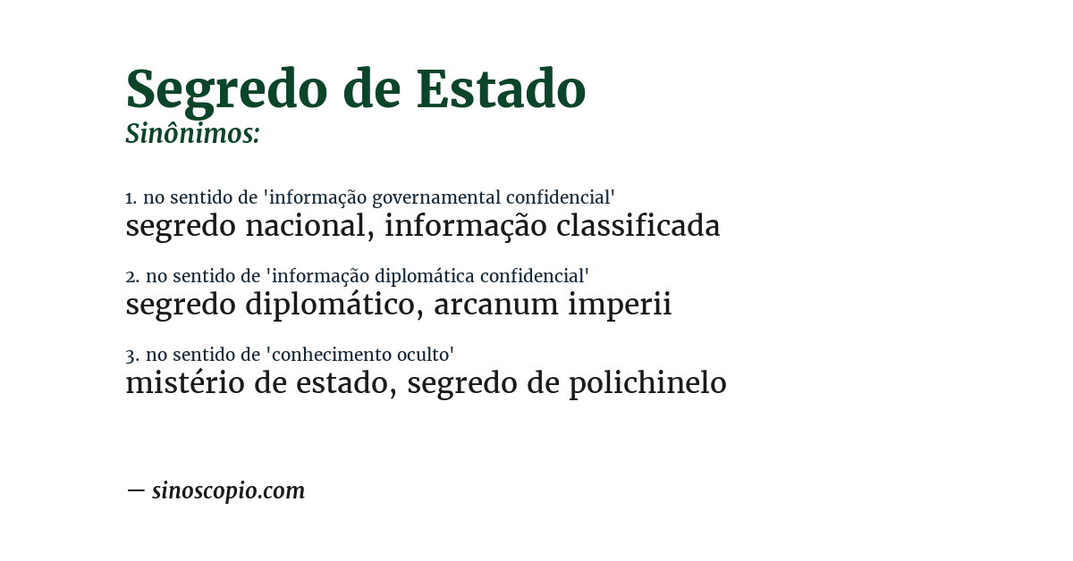 Sinônimo de segredo de estado