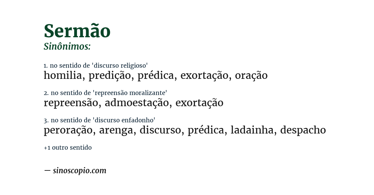 Sinônimo de sermão