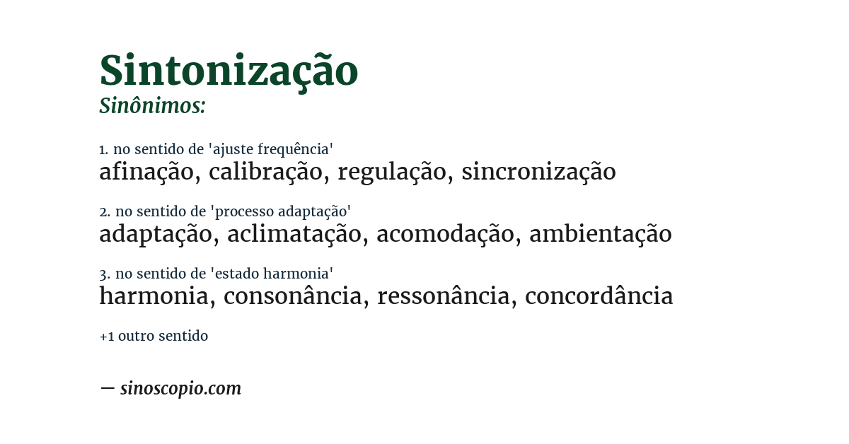Sinônimo de sintonização