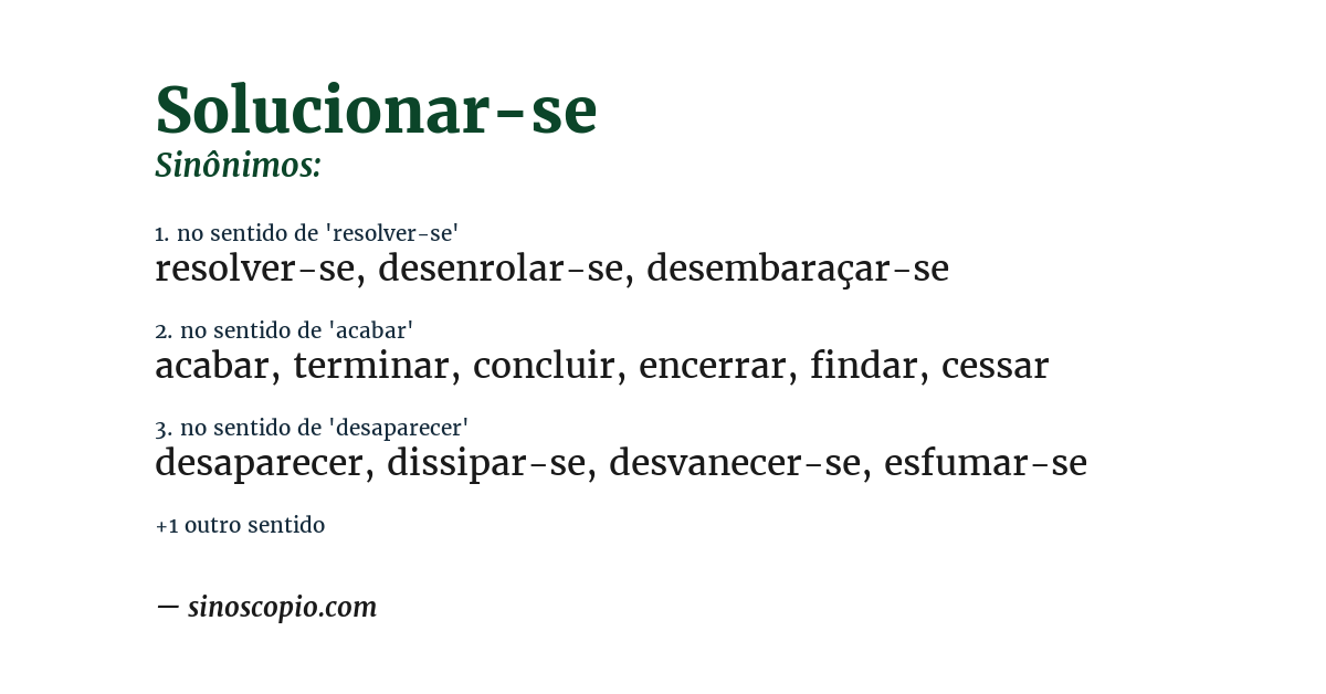 Sinônimo de solucionar-se