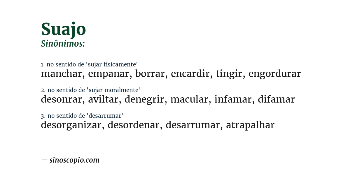Sinônimo de suajo