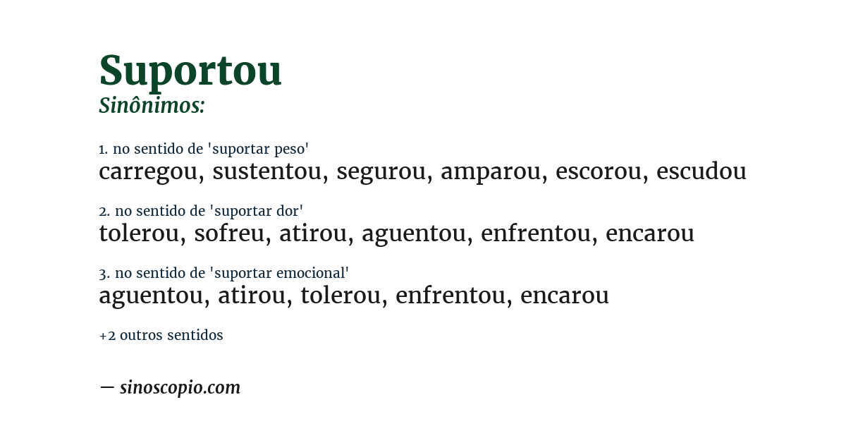 Sinônimo de suportou