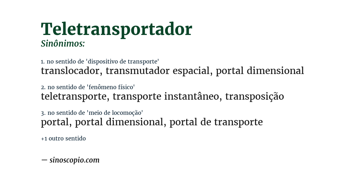 Sinônimo de teletransportador