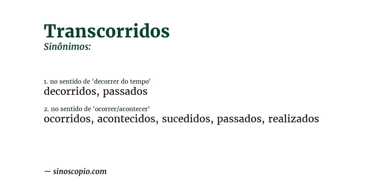 Sinônimo de transcorridos