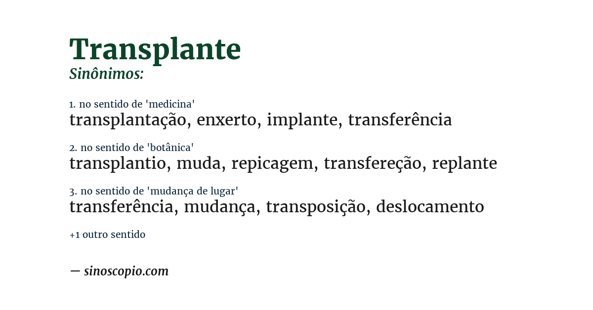 Sinônimo de transplante