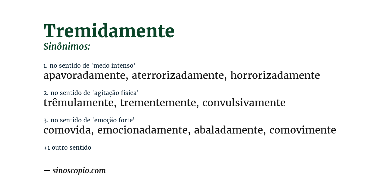 Sinônimo de tremidamente