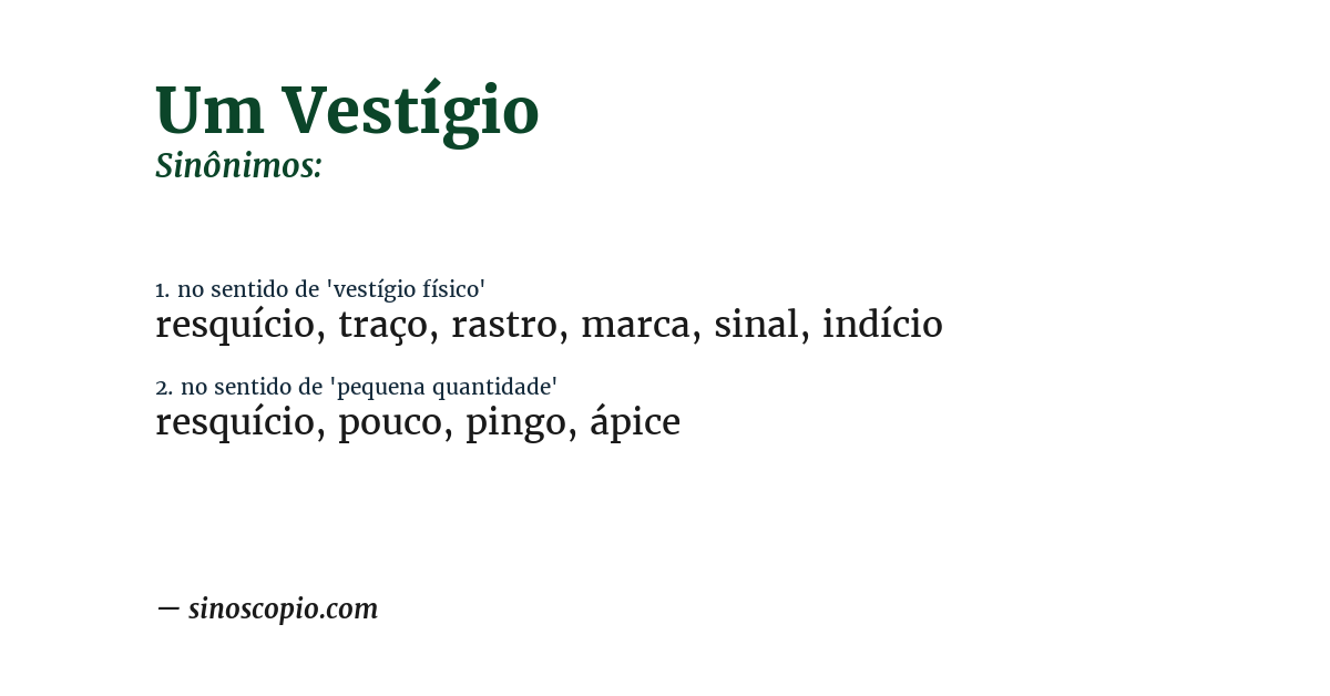 Sinônimo de um vestígio