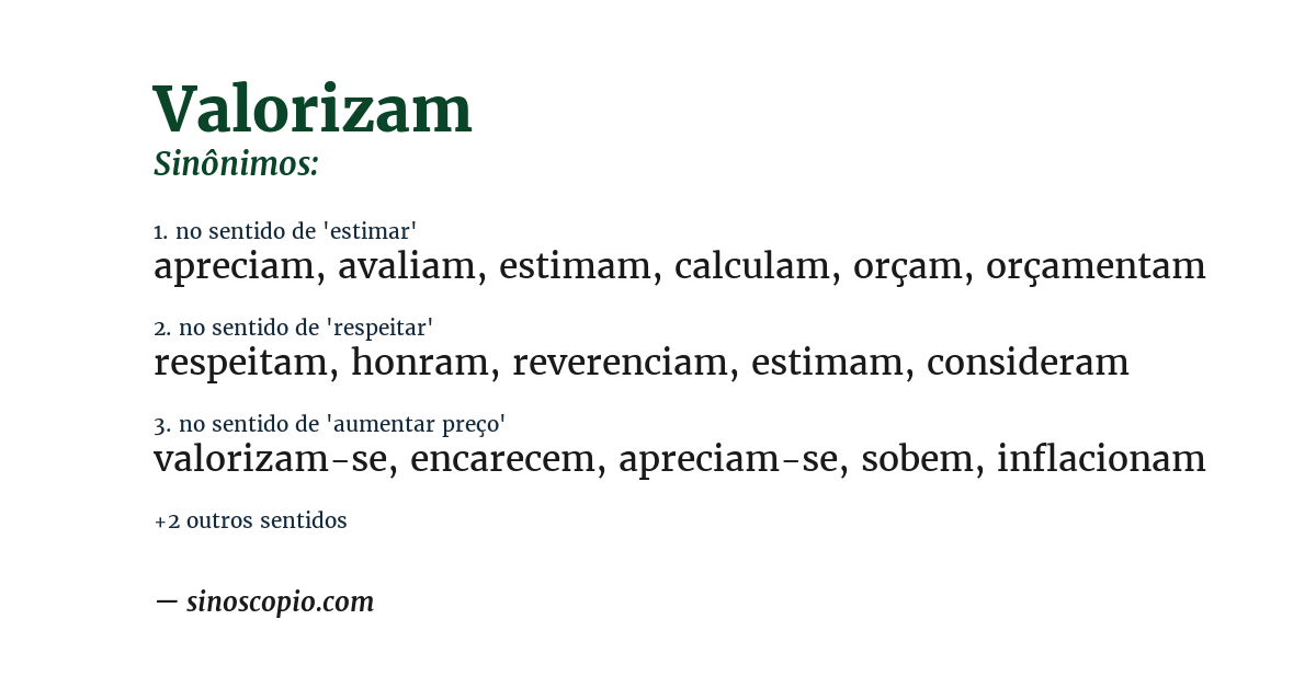 Sinônimo de valorizam