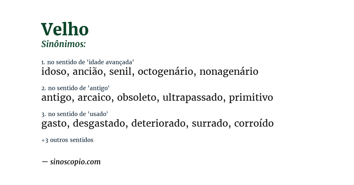 Sinônimo de velho