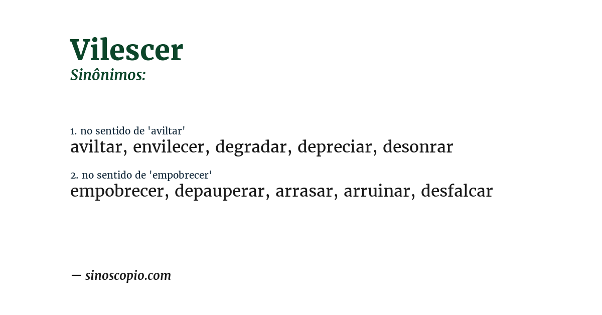 Sinônimo de vilescer