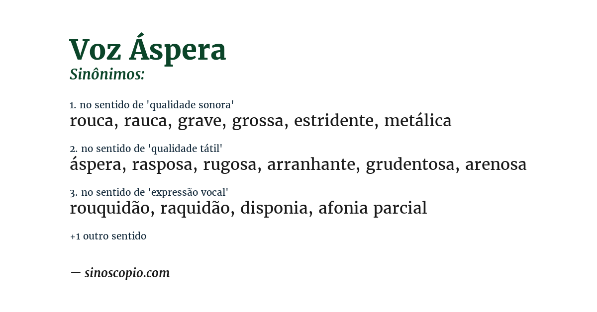 Sinônimo de voz áspera