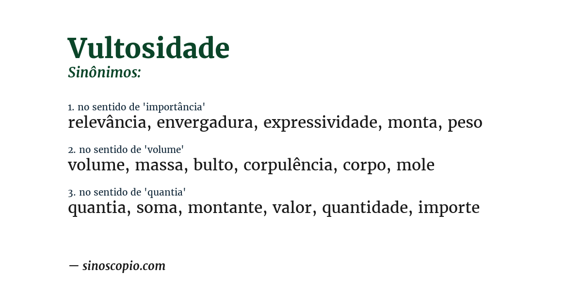 Sinônimo de vultosidade