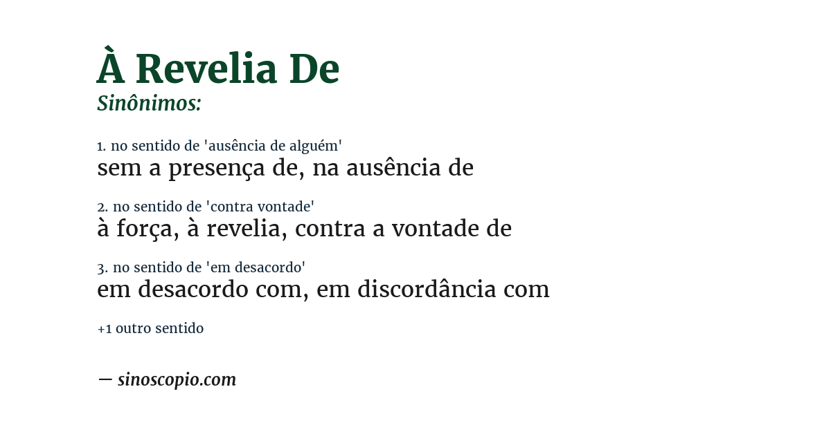 Sinônimo de à revelia de