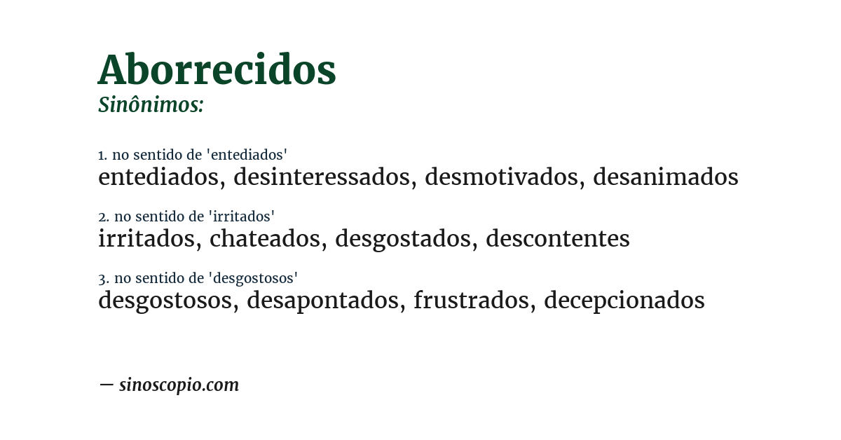 Sinônimo de aborrecidos