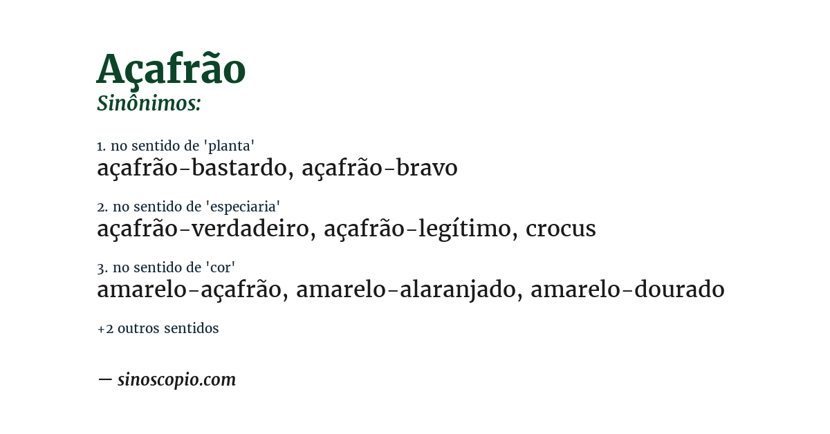 Sinônimo de açafrão