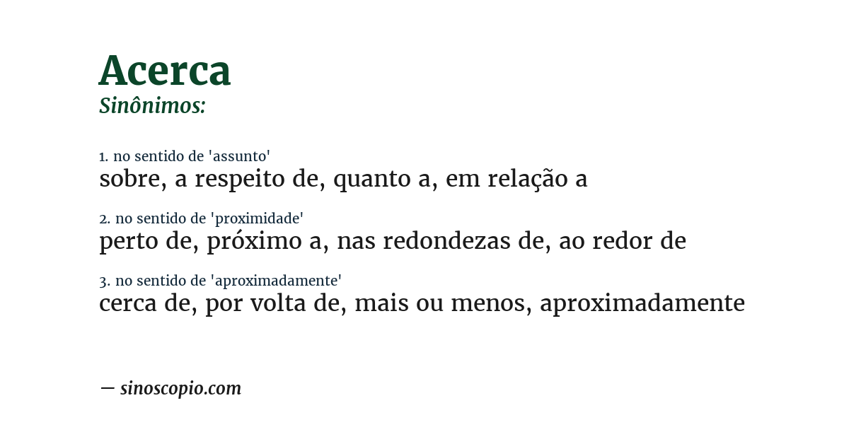 Sinônimo de acerca