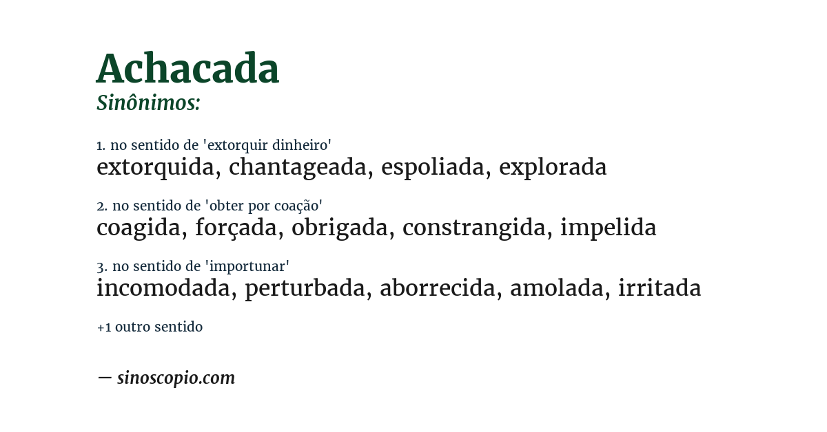 Sinônimo de achacada