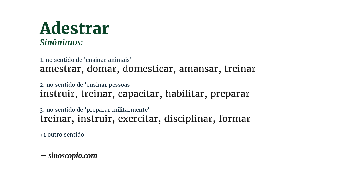 Sinônimo de adestrar