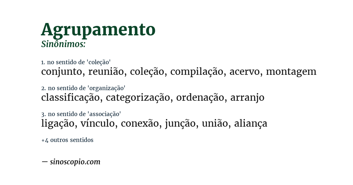 Sinônimo de agrupamento
