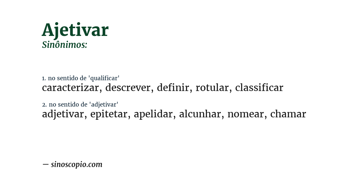 Sinônimo de ajetivar