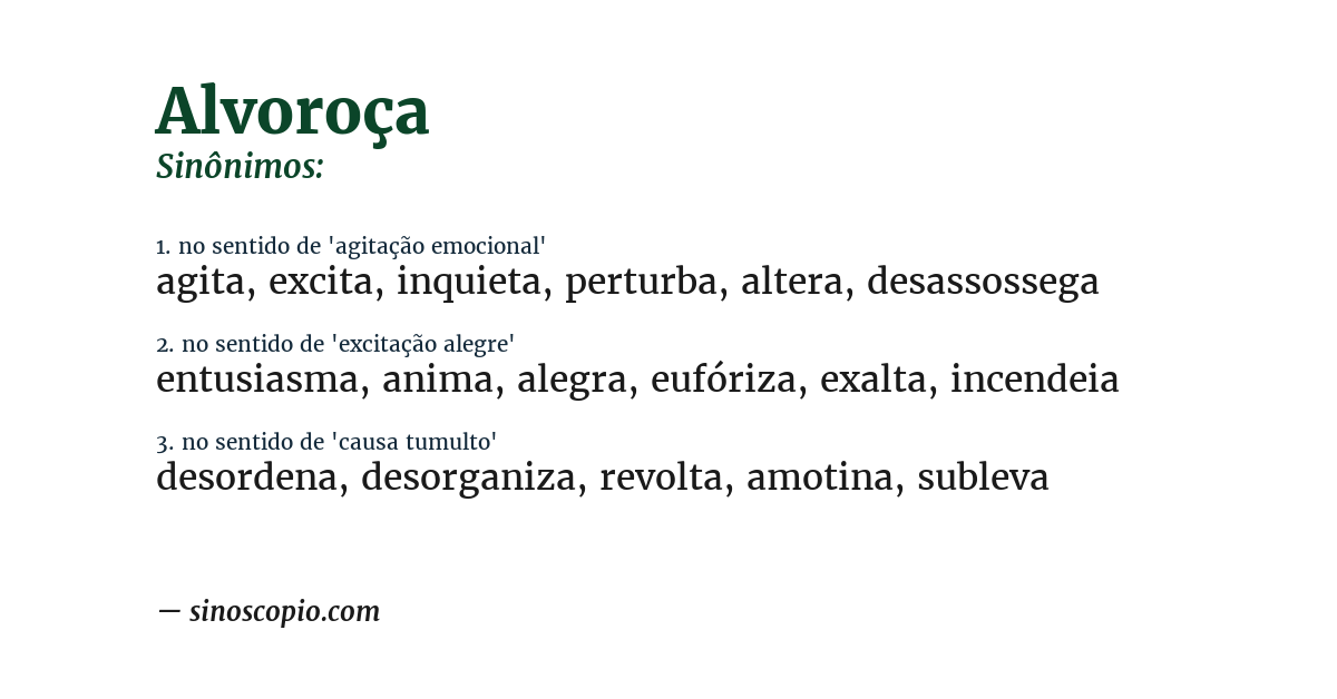 Sinônimo de alvoroça