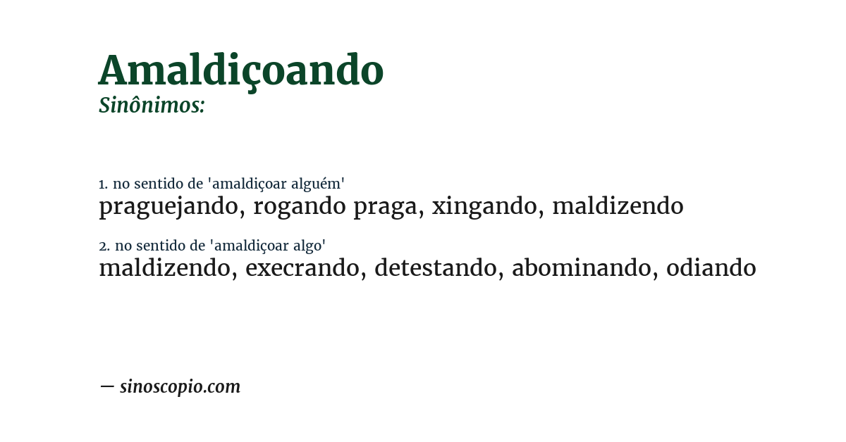 Sinônimo de amaldiçoando